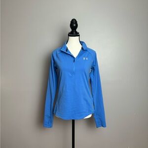 UNDER ARMOUR - WOMENS TRACK JACKET 1/2 ZIP LONG-SLEEVES T-SHIRT blue size small